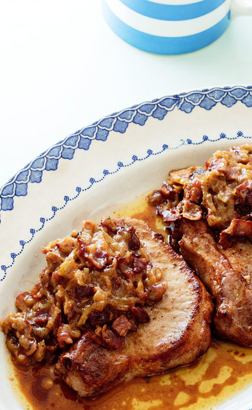 Bacon & Caramelized Onion Smothered Pork Chops