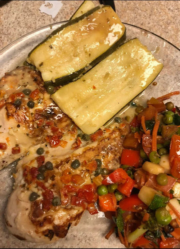 Chicken Piccata with Sautéed Zucchini & Veggies