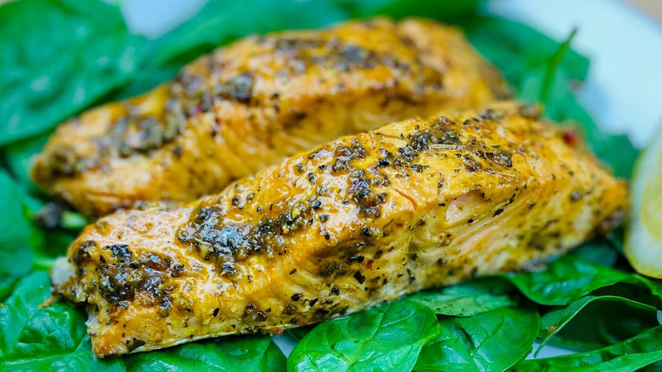 Pan Seared Salmon with Lemon Pepper and Spinach