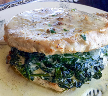 Creamed Spinach Stuffed Pork Chops