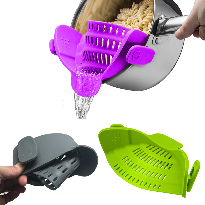 Universal Silicone Clip-on Funnel | Oil Strainer | Colander for Draining