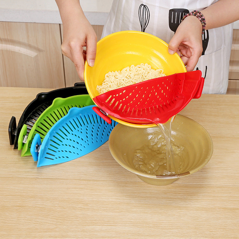 Universal Silicone Clip-on Funnel | Oil Strainer | Colander for Draining