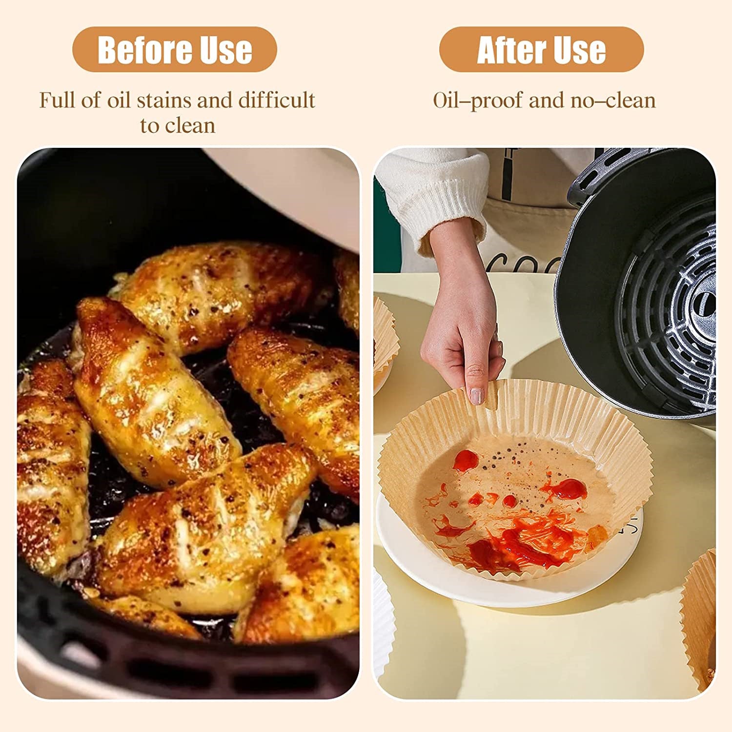 Air Fryer Disposable Non-Stick Paper Prime Oil-proof Parchment Paper Keto Cleanup Secret