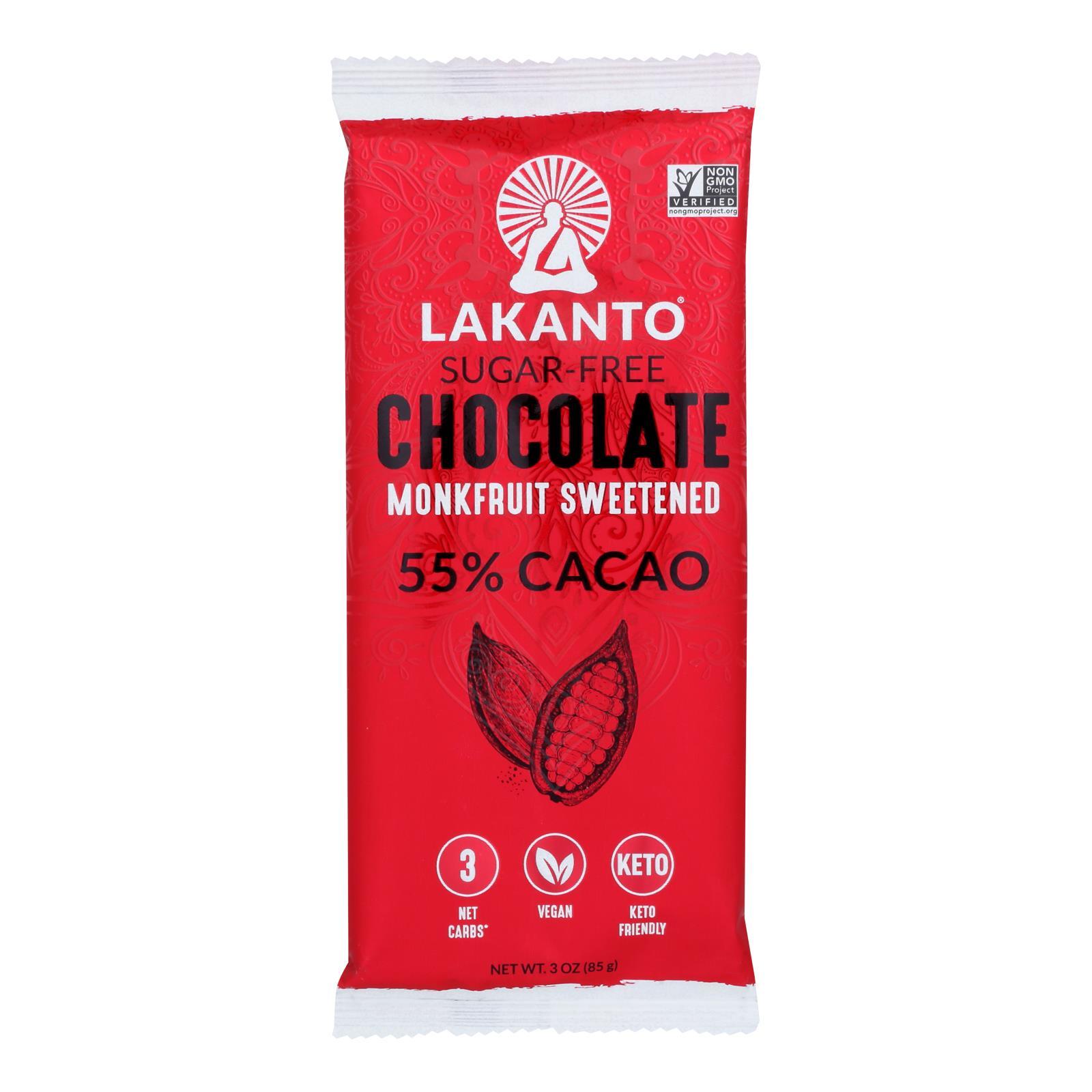 Lakanto Monkfruit Sweetened Chocolate Bar 55% Cocoa Case of 8