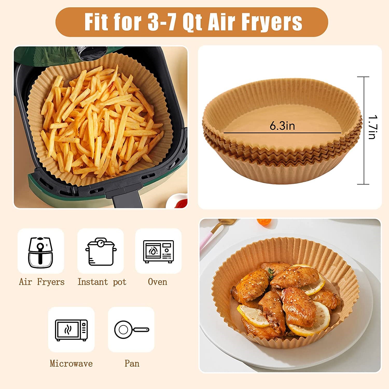 Air Fryer Disposable Non-Stick Paper Prime Oil-proof Parchment Paper Keto Cleanup Secret