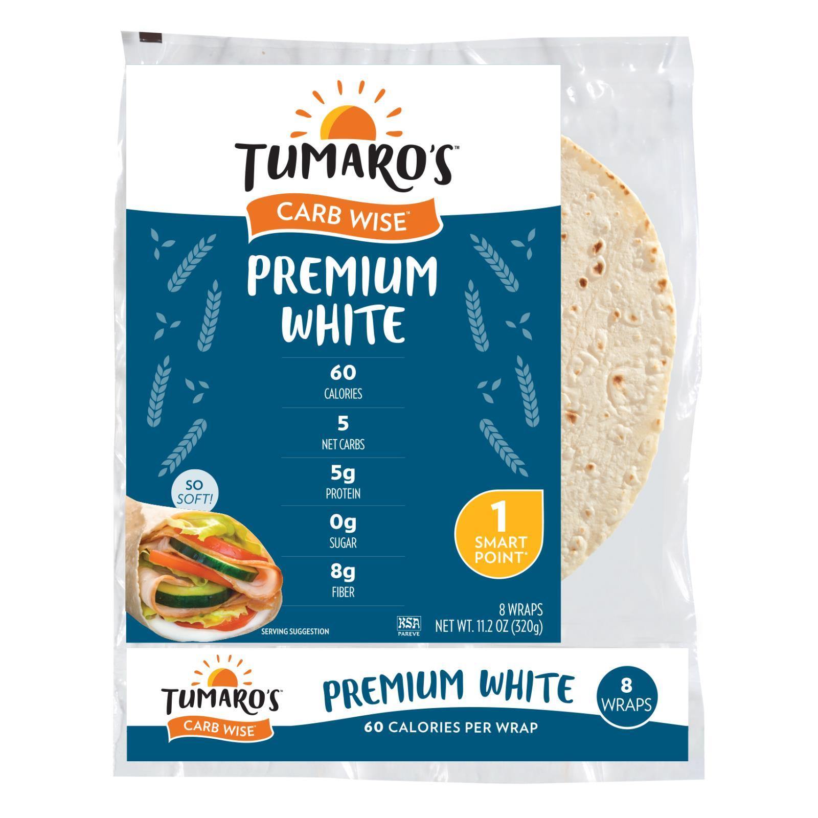 Tumaro's Carb Wise Tortilla Wraps - Premium White Case of 6