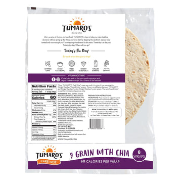 Tumaro's Carb Wise Tortilla Wraps - 9 Grain with Chia (Case of 6)