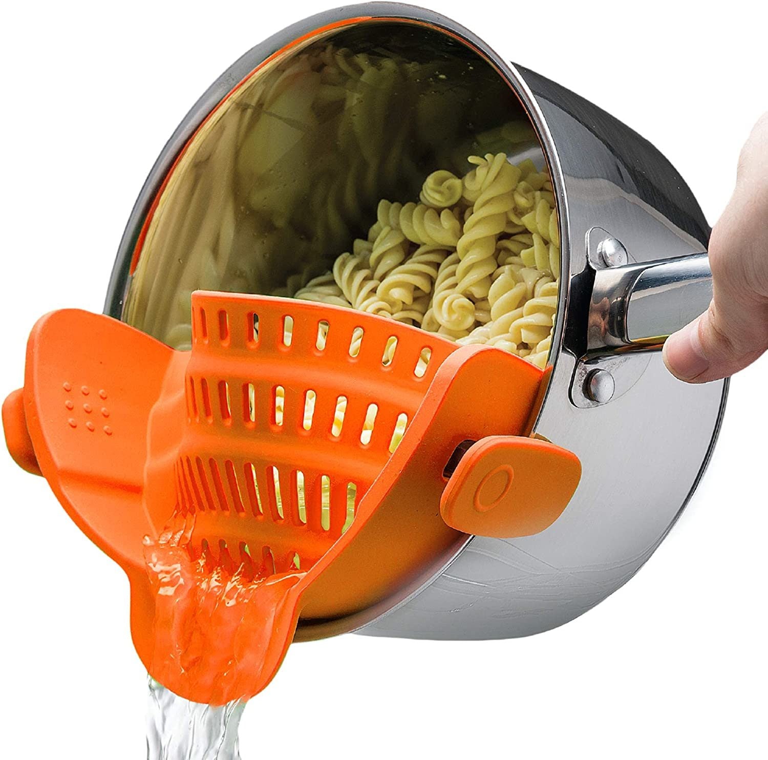 Kitchen Snap N' Strain Pot Strainer & Pasta Strainer Adjustable Silicone Clip On Strainer for Pots, Pans, and Bowls