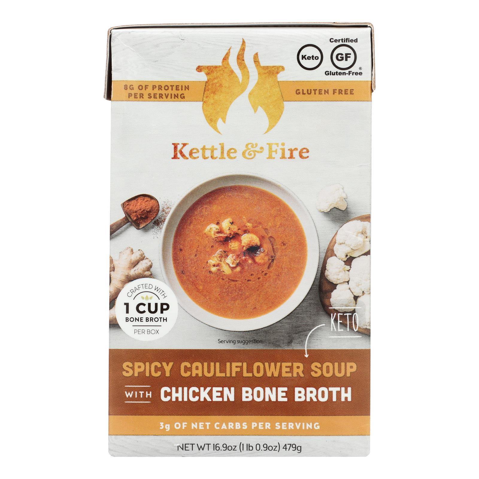 Kettle And Fire Keto Soup - Spicy Cauliflower & Chicken Bone Broth Case of 6