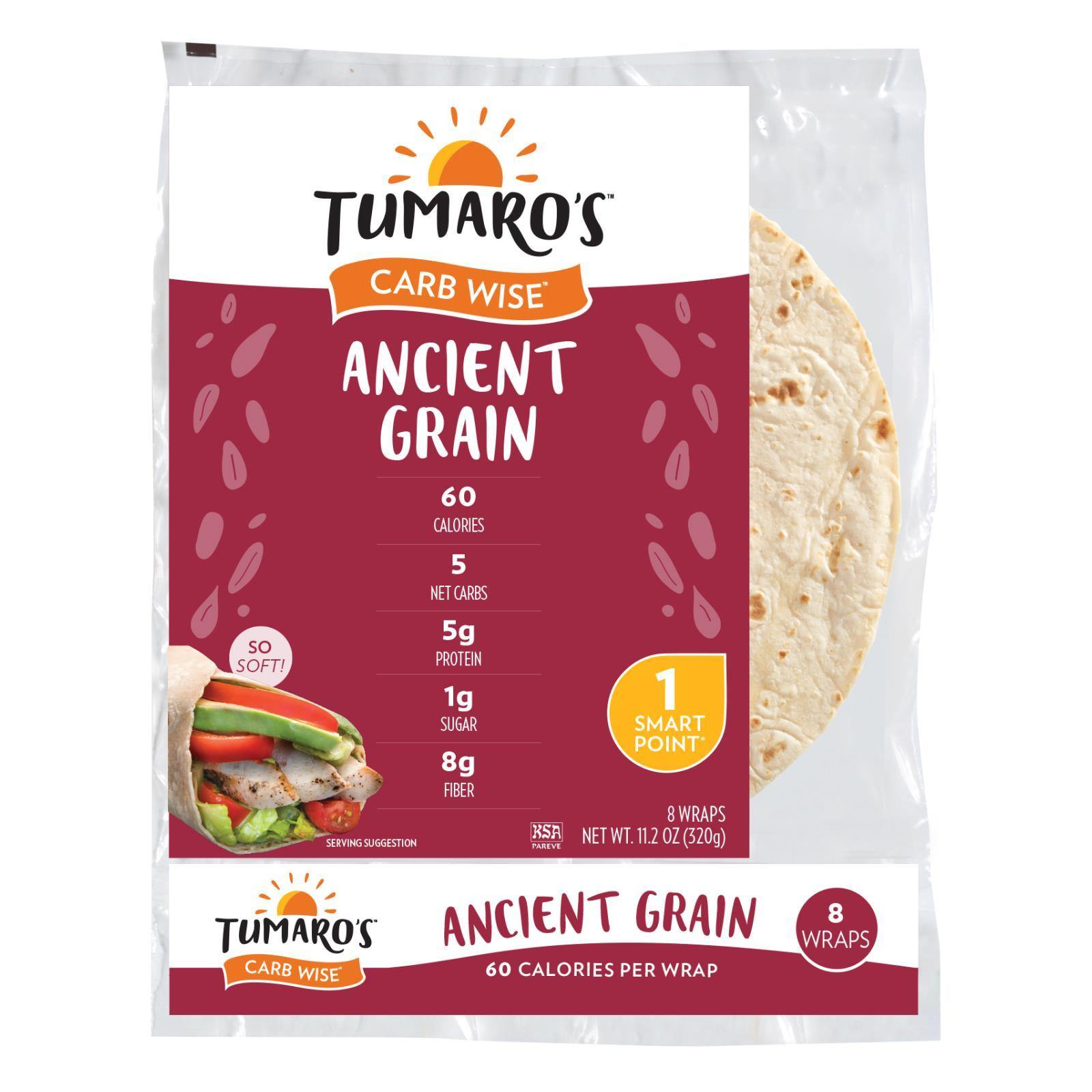 Tumaro's Carb Wise Tortilla Wraps - Ancient Grain Case of 6