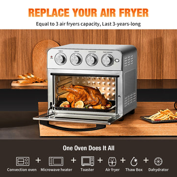 Air Fryer Combo Countertop Convection Oven Easy Clean Stainless Steel