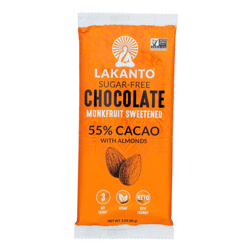 Lakanto Monkfruit Sweetened Dark Chocolate with Almonds (Case of 8)