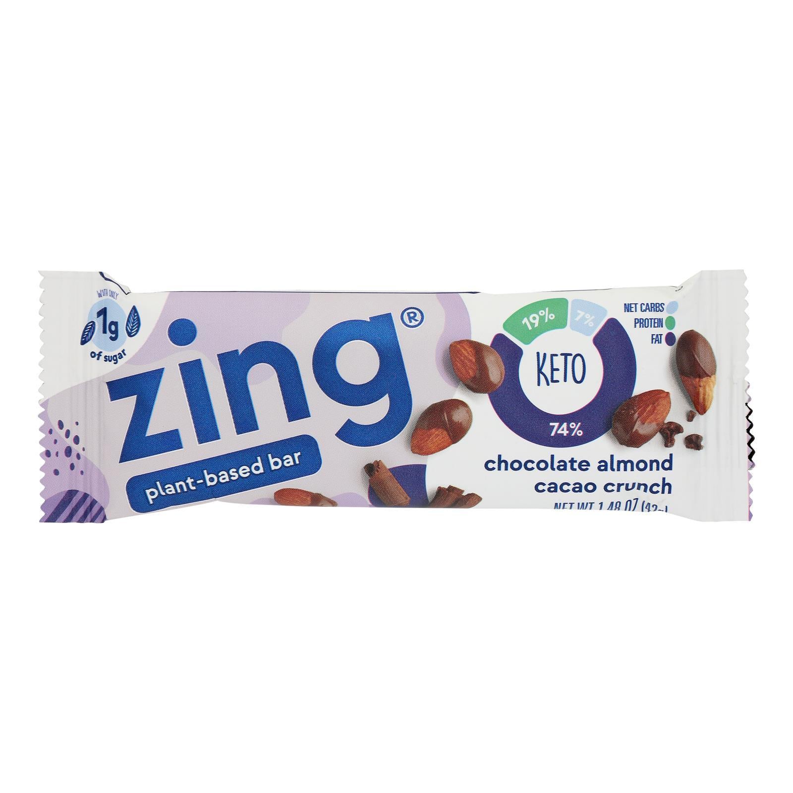 Almond Butter Cacao Keto Zing Bar Case of 12